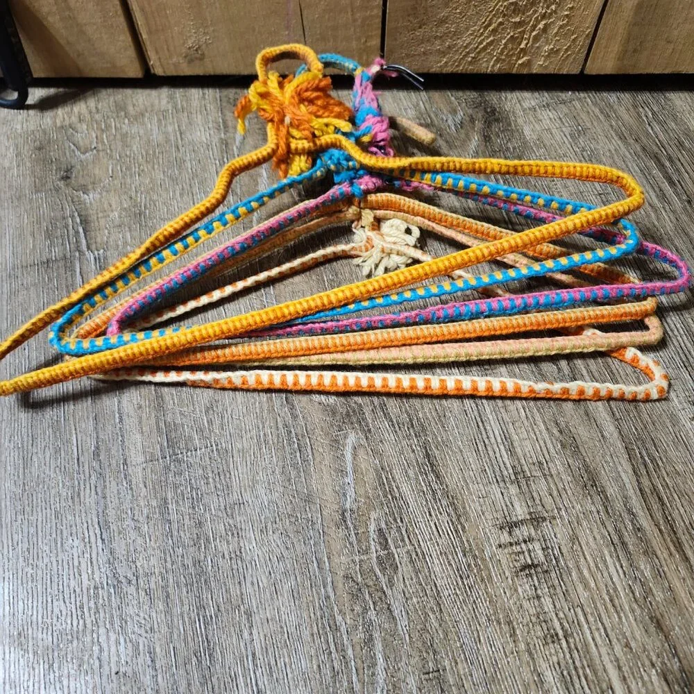 Six Yarn covered double wired hangers for durabilty